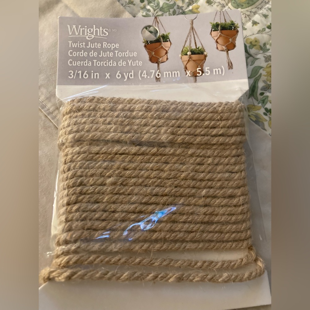 New in Package Wrights TwistJute Rope 3/16inch x 6 Yds 10% Jute